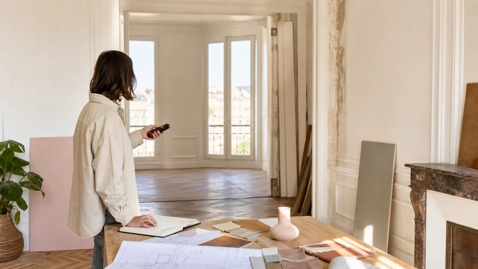 Honoraires architecte d'intérieur, relevé de mesures dans un appartement